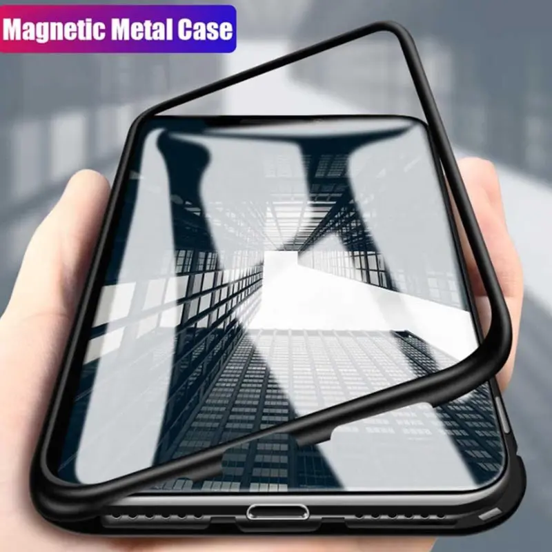 Metal Magnetic Adsorption Glass Case For iphonex Phone Cover Tempered Full Protective | Мобильные телефоны и аксессуары