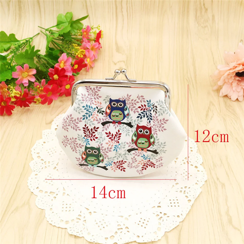 

Women Lovely Owl Leather Coin Purse Mini Tote Bag Printing Small Wallet Hasp Purse Clutch Bag Female Cartoon Change Pouch