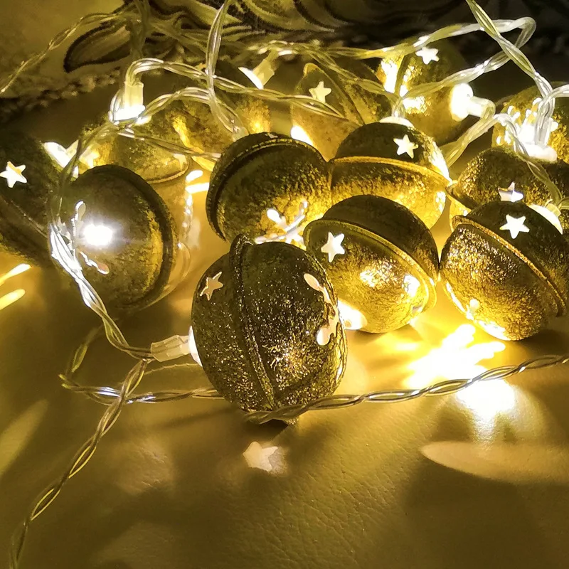 

Bells LED String Lights Round Led Light Cute Star Creative Holiday Indoor Bedroom Garland Curtain Ornament Fashion Decors Luces