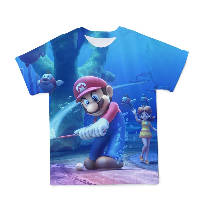 

2021 Summer New Mario 3D T-Shirt Boy Classic Cartoon New Harajuku Style Brother Kids Clothes Mario Boy Clothes Street T-Shirts