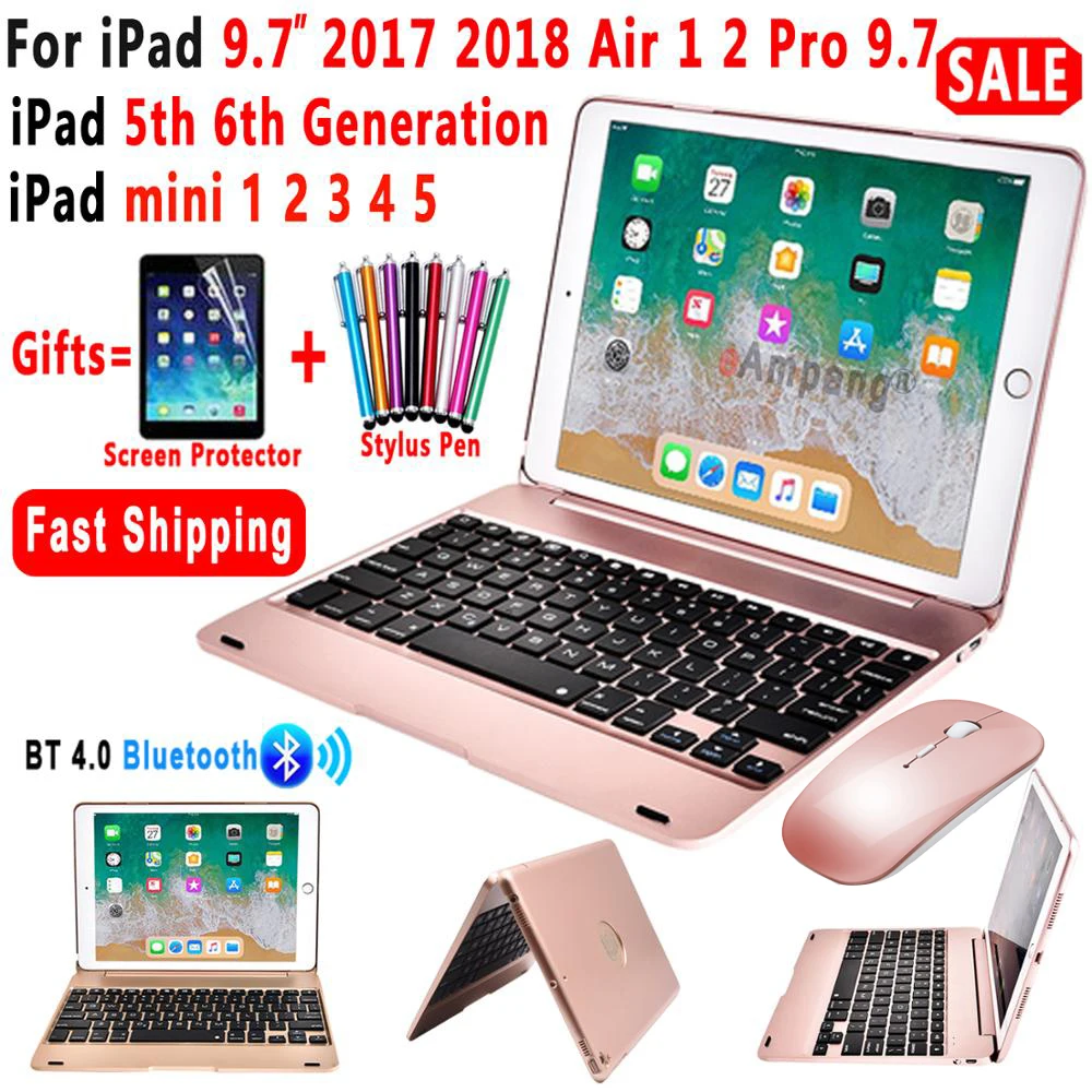 Умный чехол с клавиатурой для Apple iPad 9 7 2018 2017 5th 6th Generation Air 1 2 Air1 Air2 5 6 Pro A1893 A1954 A1822 Mini 3
