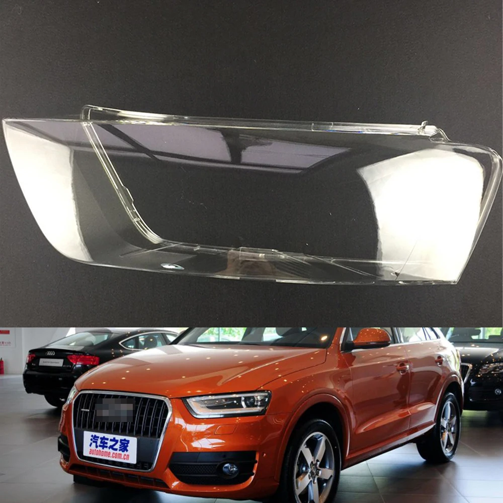 Driver Side Для Audi Q3 2010 2011 2012 2013 налобный фонарь, крышка для автомобильных фар, сменный Прозрачный передний авто чехол - Цвет: Driver Side