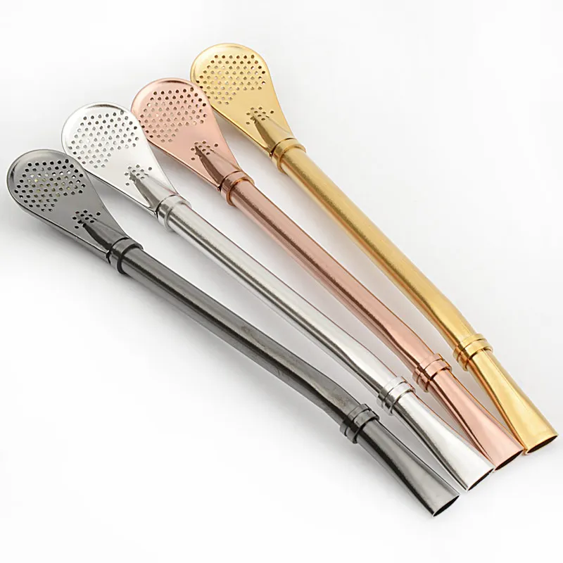 

Eco-Friendly Stainless Steel Spoon Straws Tea Strainer Shaker Coffee Filter Spoons Tableware Ice Cream Dessert Kitchen Spoon