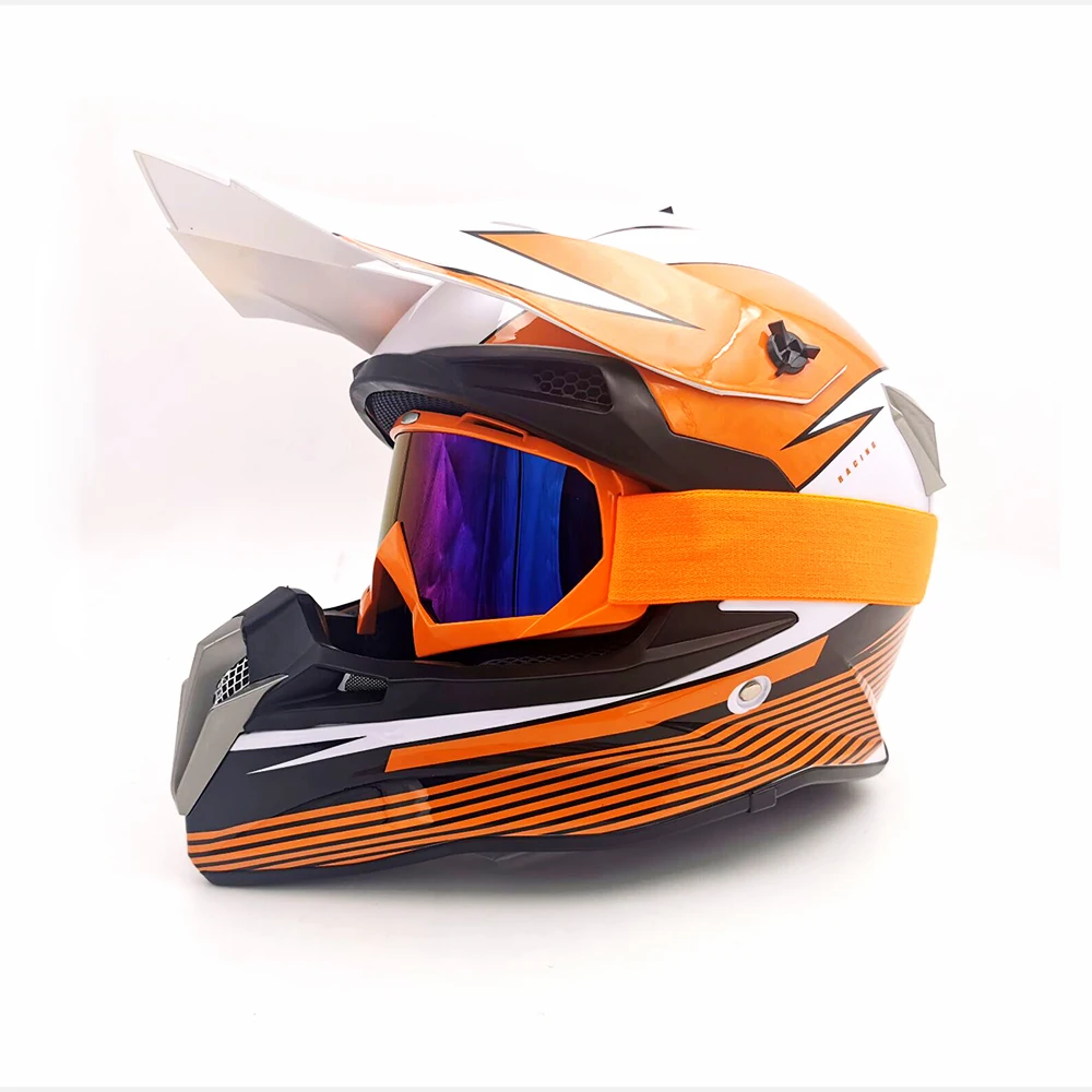 WHITE COLORFUL GLAS Upbike moto rcross ATV Dirt bike горнолыжный шлем capacete da moto cicleta cascos moto rcycle защитные шестерни moto шлем+ очки - Цвет: WHITE COLORFUL GLAS