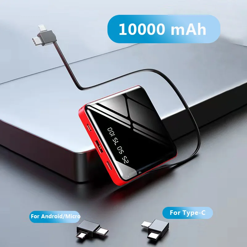 Портативный внешний мини аккумулятор со светодиодной подсветкой 10000 мАч|Внешние