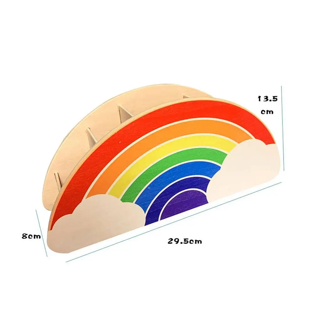 

Creative Rainbow Shape Wooden Pencil Pen Holder Desktop Organizer Container Brush Pot School Office Cute Stationery Supplies NEW