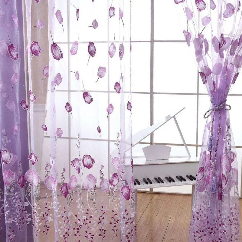Современные фиолетовые тюльпаны шторы для гостиной драпировка панели