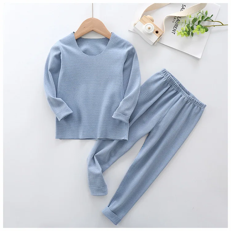 

New Children Thermal Underwear Set Boys and Girls Stripe Clothes Set Casual Baby Kids Warm Suit Softest Autumn Winter 2021
