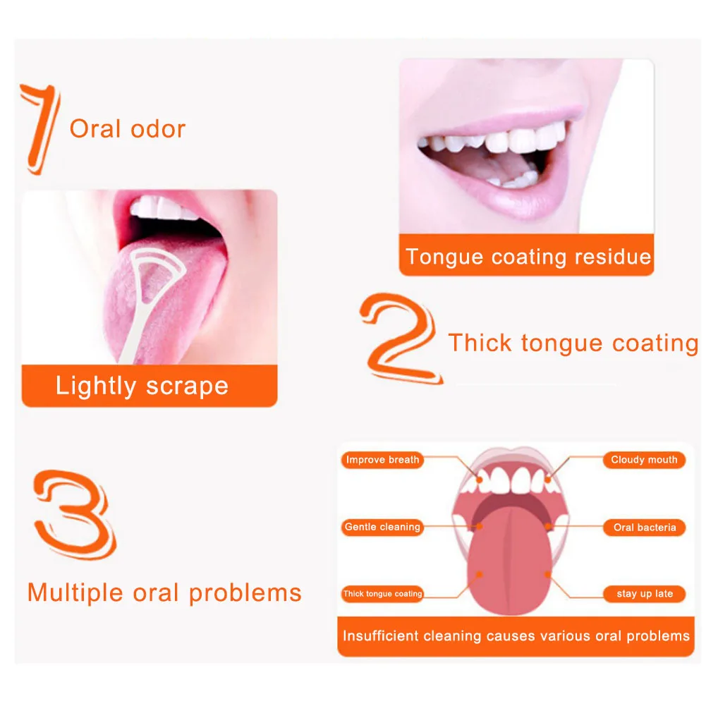 

6Pcs Tongue Brush Cleaner Scraper Cleaning For Oral Care Keep Fresh Breath Dental Care Tongue Clean Tool