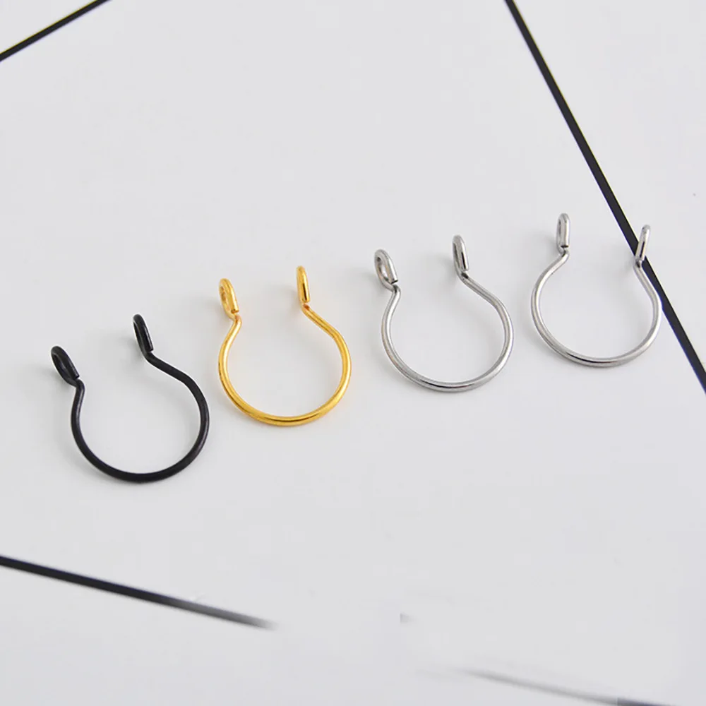U-образное поддельное кольцо для носа 2 шт. кольца перегородки титановые серьги
