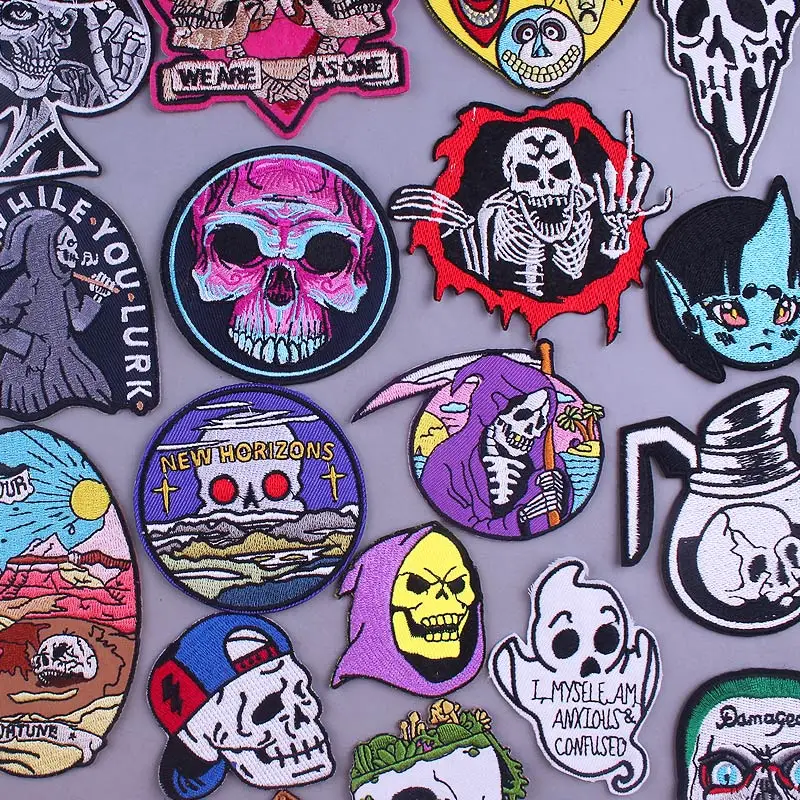 Нашивки в стиле панк-рок с черепом мрачным жнецом нашивки для утюга на одежду