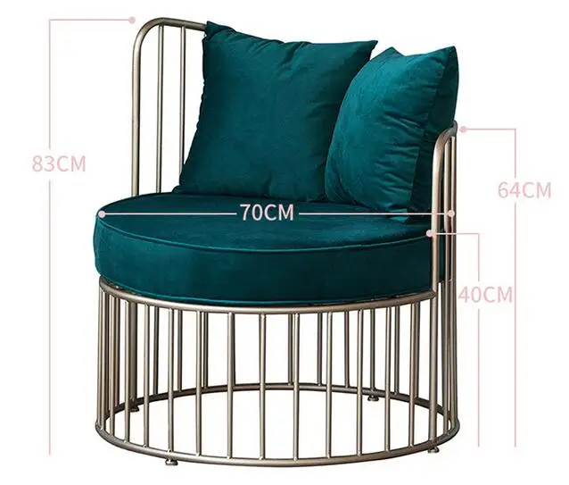 Диван-стул из кованого железа скандинавский стул для гостиной с 1 подушкой и 2