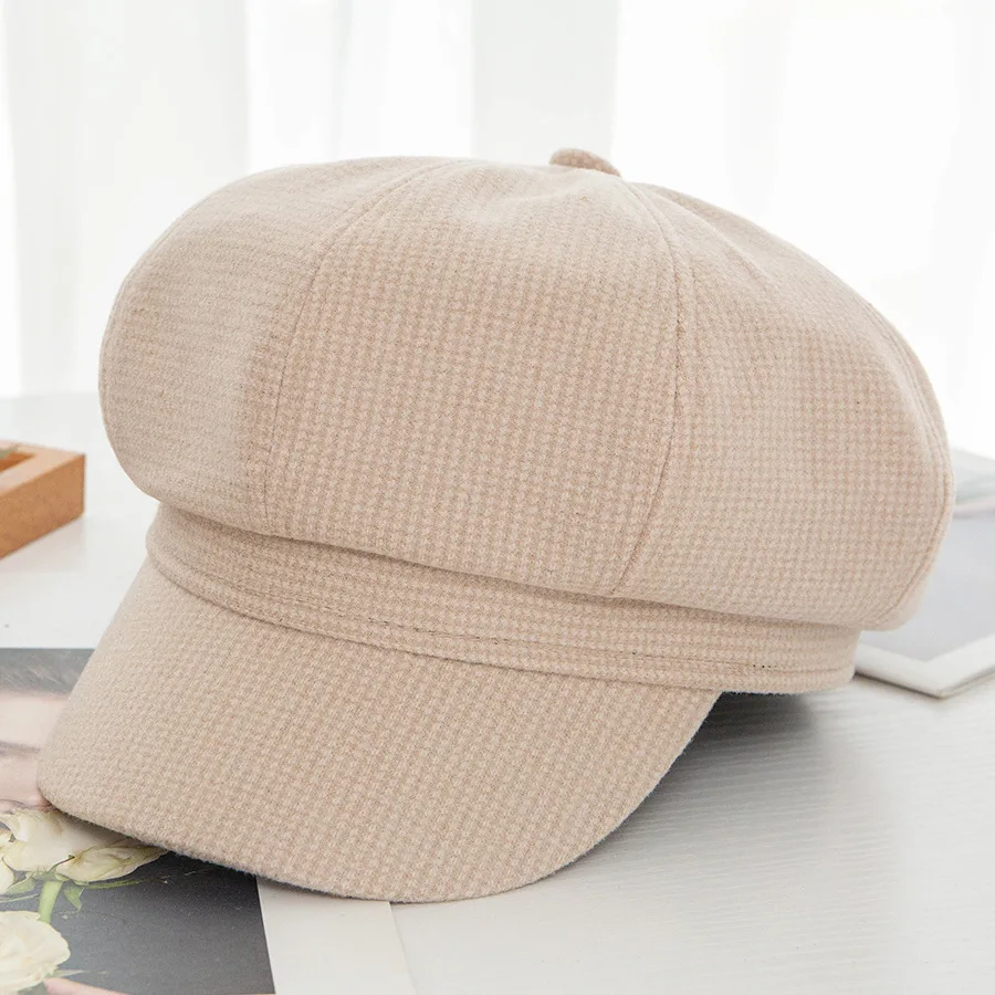 Женская шапка 2020 новый стиль осень-зима матовая и плотная восьмиугольная в