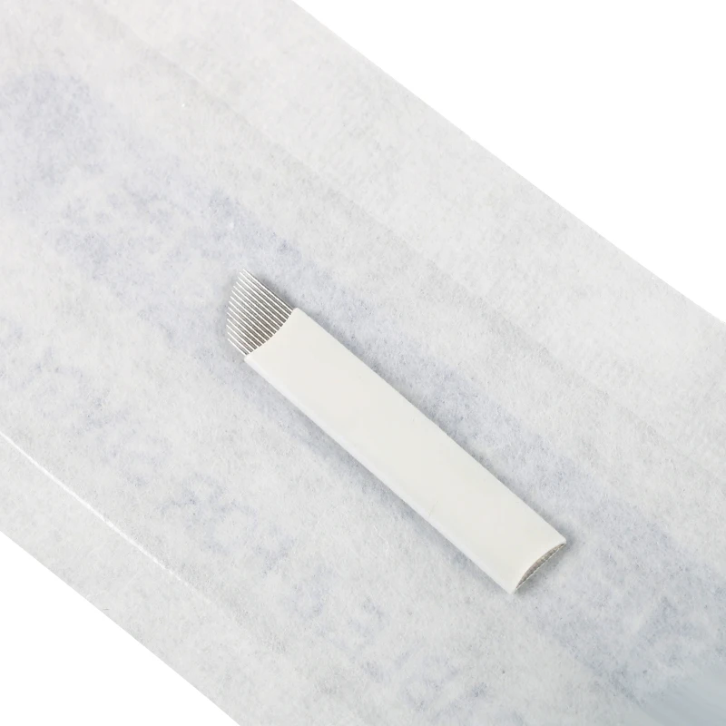 50 шт. мануального татуажа бровей Иглы белого и синего цвета 14 F Высокое качество