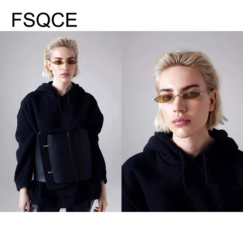 Мужские солнцезащитные очки модные крутые маленькие овальные металлические в