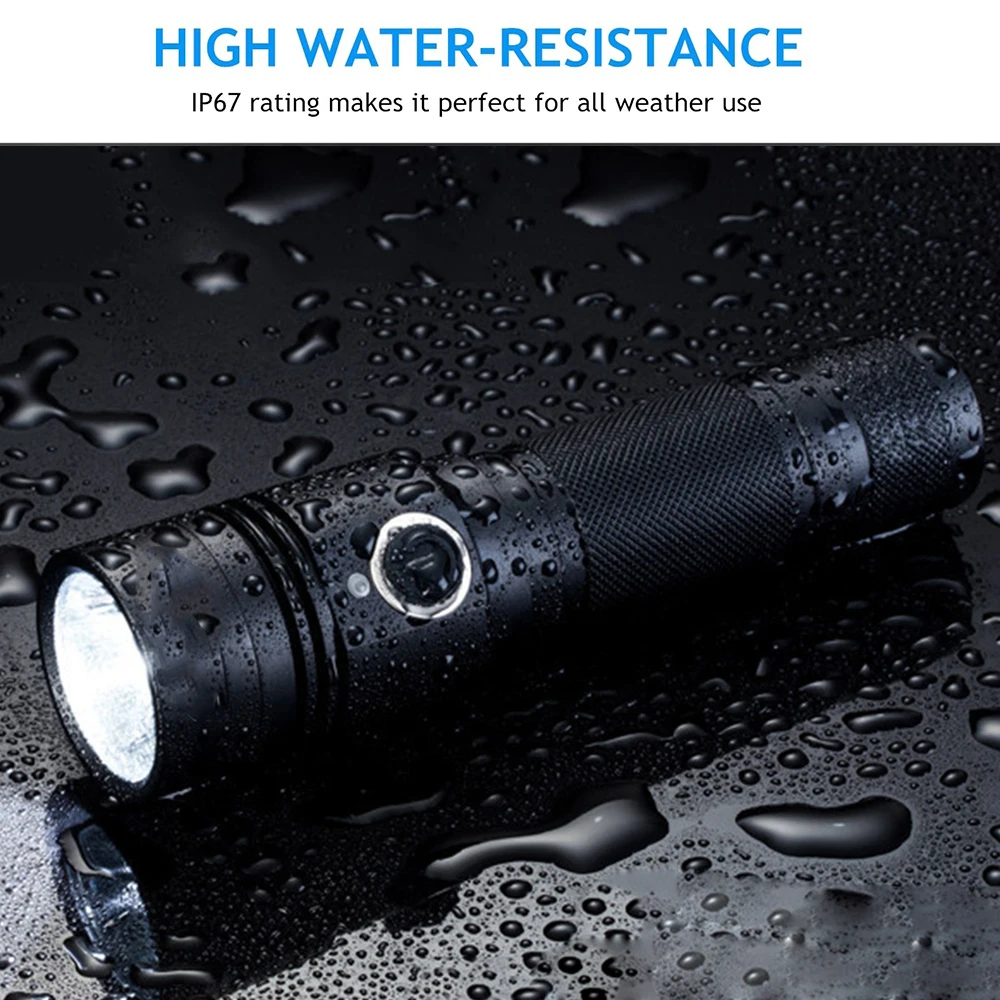 USB rechargeable LED Bicycle light 4 lighting mode super bright flashlight use 18650 battery for night riding, camping, etc