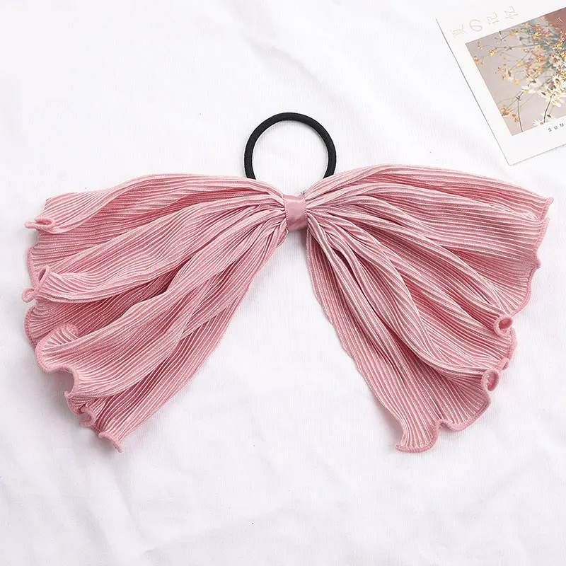 

1PC Bows Rubber Band Wrinkled Silk Scrunchies Hair Ties Bowknot Elastic Hair Bands For women Ponytail Holder Hair Accessories