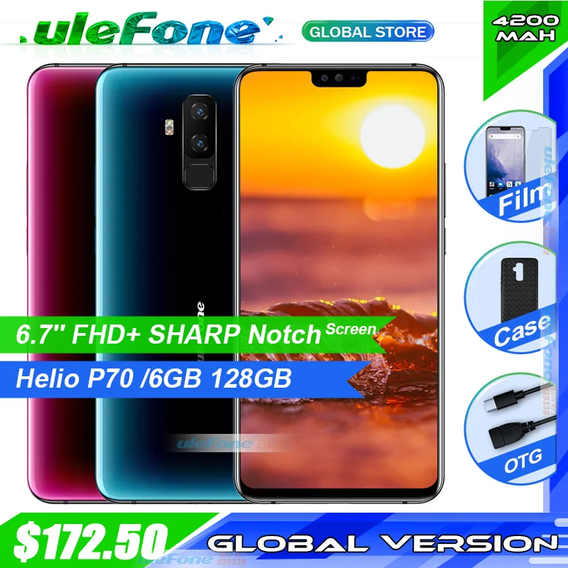 Ulefone T2 смартфон с 6 7 дюймовым дисплеем процессором Helio P70 ОЗУ ГБ ПЗУ 128 4200