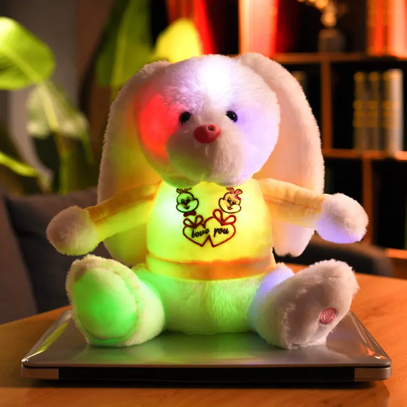 

28cm Beautiful Adorable Light Up Shining Stuffed Animal Bunny Rabbit Plush Toy Soft Doll Gift for Children Adults Home Decor