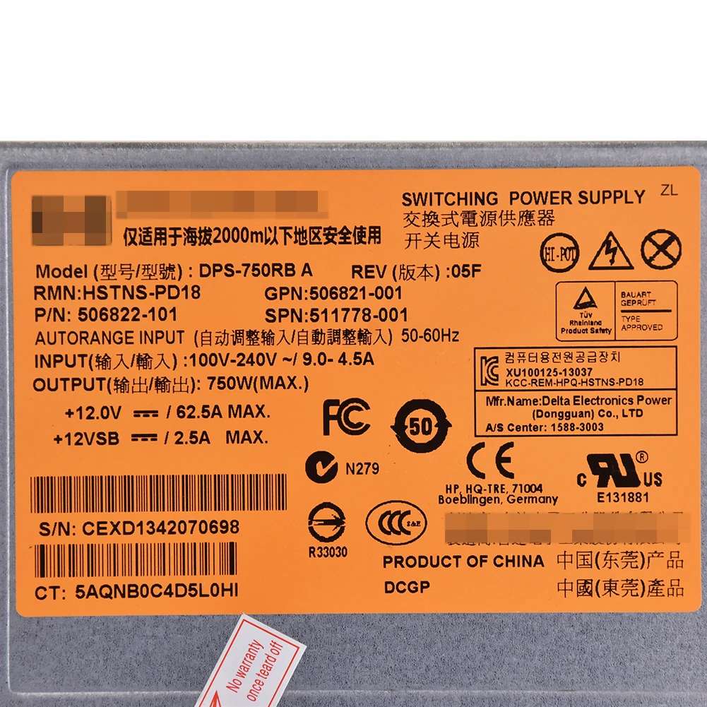 

750W Server power for HP DL380 G6 G7 511778-001 DPS-750RB A Power Supply PSU