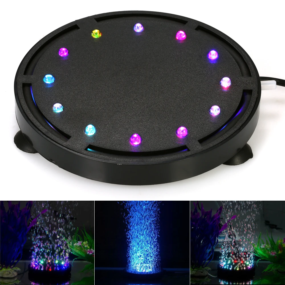 Aquarium Light Submersible 9/12pcs LED Air Bubble Colorful Decor Lighting RGB for Fish Tank Circular | Дом и сад