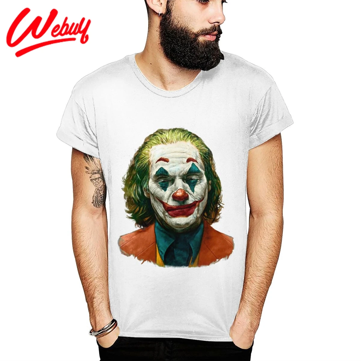

Забавная хлопковая Футболка с веселым лицом, Джокер, Хоакин, Феникс, Великая, уникальная оригинальная новая футболка с коротким рукавом, опт...