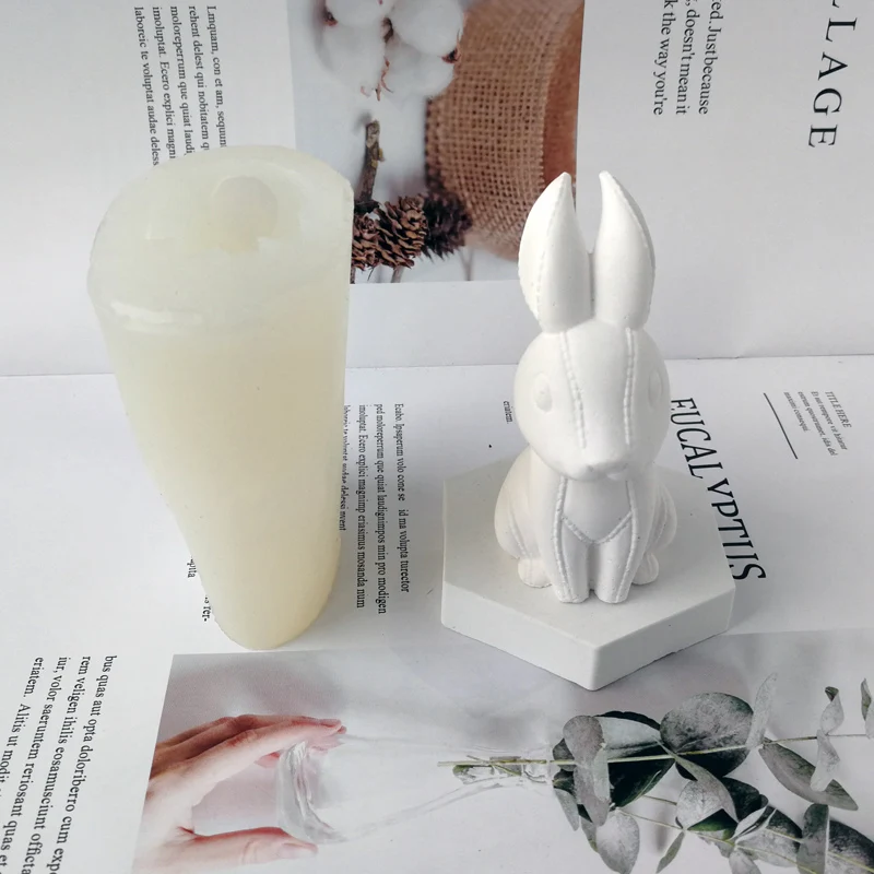 

3D милые шов подсвечник в форме кролика силиконовые формы ароматическая свеча силиконовый чехол с украшением в виде кристаллов смолы кролик...