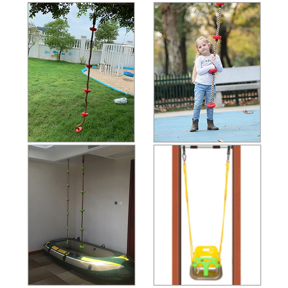 

Kids Outdoor Climbing Rope Disc Toy Swing for Children Physical Training Climbing Rope with Connecting Belt Carabiner Exercise