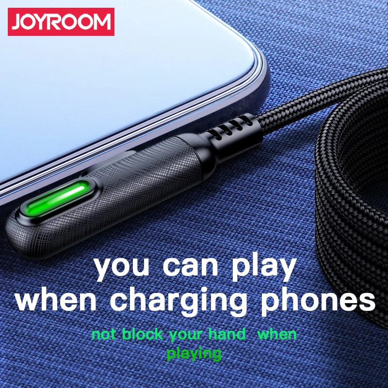 Joyroom Micro Usb type C USB 90 Dergee type C кабель светодиодный провод для быстрой зарядки для samsung Galaxy huawei Xiaomi зарядное устройство для передачи данных