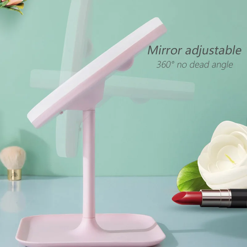 Круглое зеркало для макияжа с светодиодный подсветкой сенсорным экраном