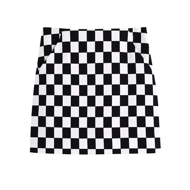 

Za Black White Plaid Skirt Women High Waist Short Skirts Woman 2021 Fashion Chequered Mini Skirts Autumn Vintage Skirt
