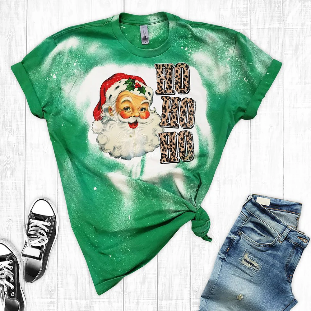 Новая модная футболка размера плюс одежда для сна с рождественским Сантой Топы