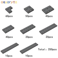 aquaryta building block part dark gray 250pcsbag plate compatible 2420 3022 3021 3020 3795 3034 3832 moc diy toys for children