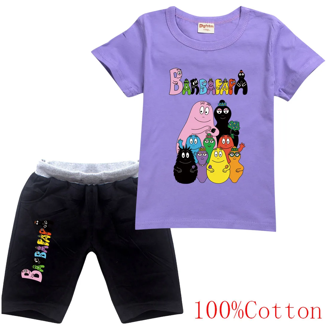 2021 Summer Baby Boy Clothing Cotton T-shirt Pants Girls Clothing Set Barbapapa Sports Suits Childrens Clothes Kids Outfits