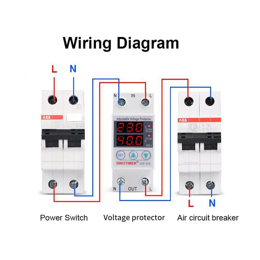 220V интеллигентая (ый) регулируемые над и под Напряжение предельный ток протектор