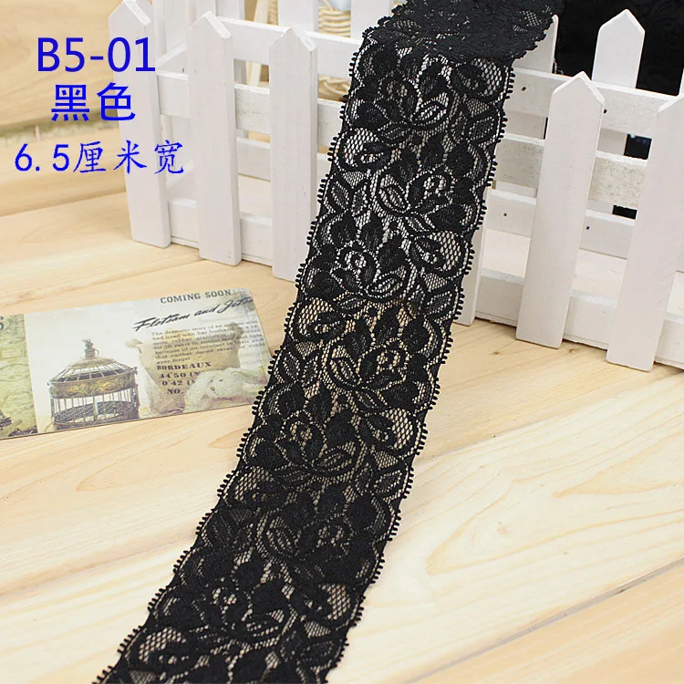 Эластичная кружевная ткань 65 мм черная белая бежевая темно синяя розовая красная