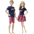 BJDBUS 2 шт.компл. платье для куклы повседневные парные наряды для куклы Барби аксессуары мини юбка мужские костюмные брюки для куклы Кена
