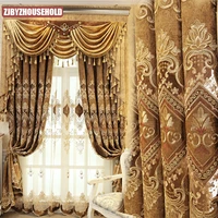 new high end european curtains for living room luxury chenille embroidery shading curtains for dining room bedroom