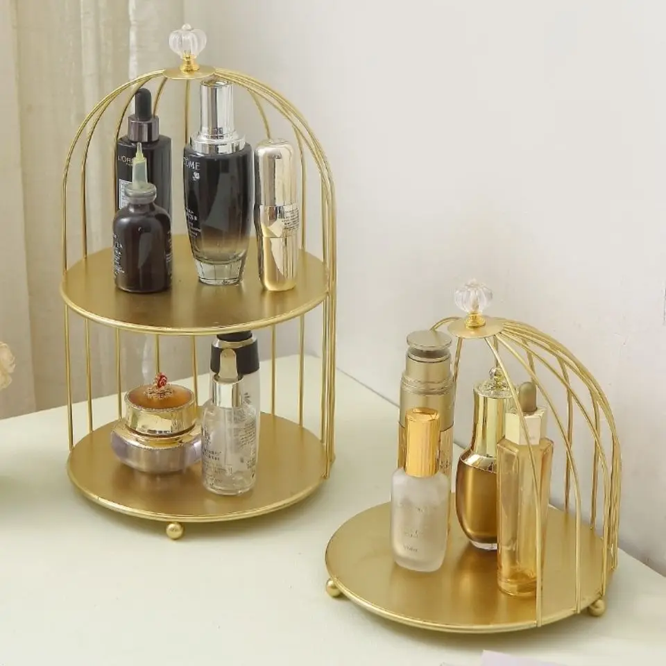 

Настольный двухуровневый стеллаж для хранения косметики в скандинавском стиле, органайзер для духов, помады, косметики, лаков, подставка дл...