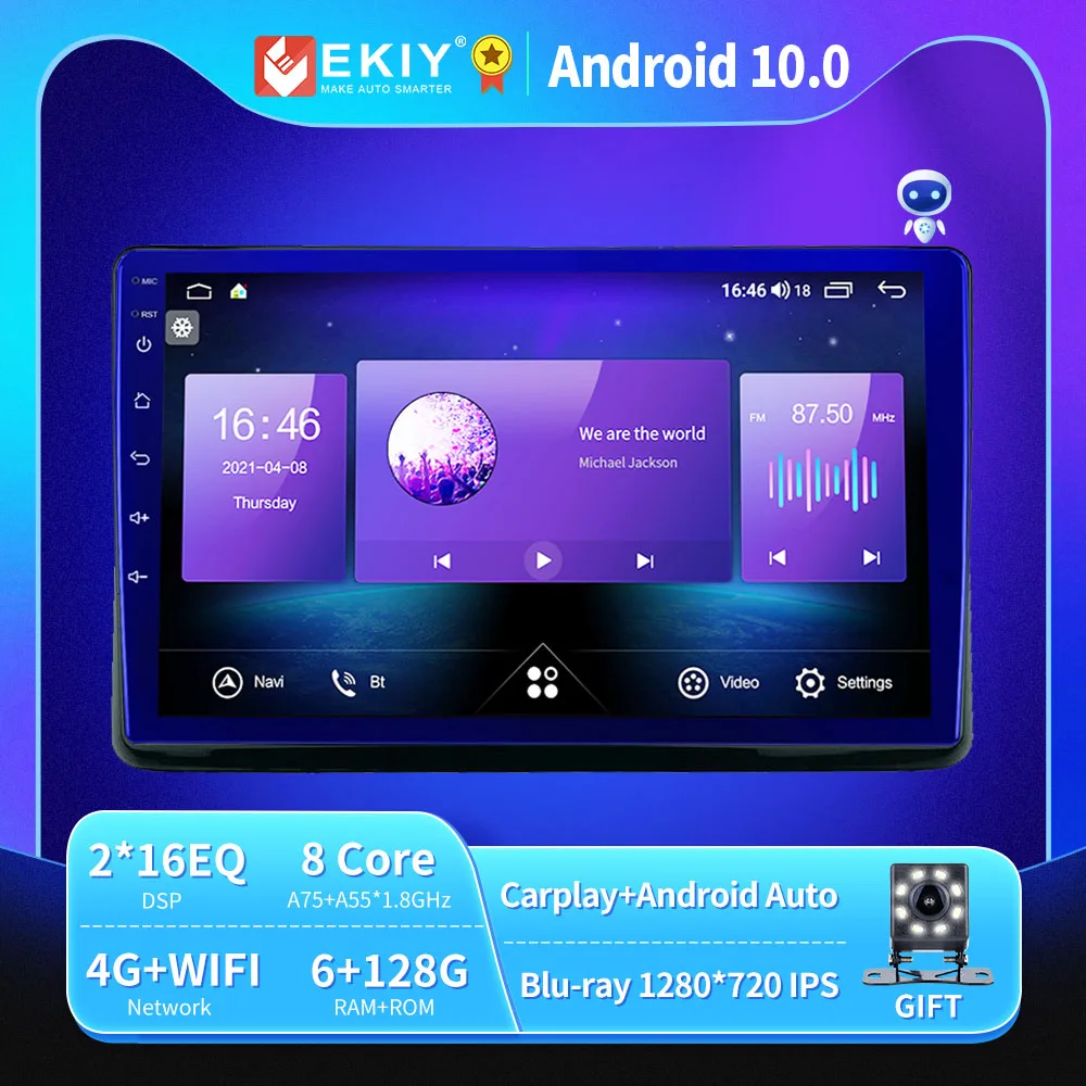 

Автомобильный магнитофон EKIY T900A No 2 Din DVD Android для Honda City 2020 мультимедиа Blu-Ray IPS QLED Navi GPS Carplay стерео