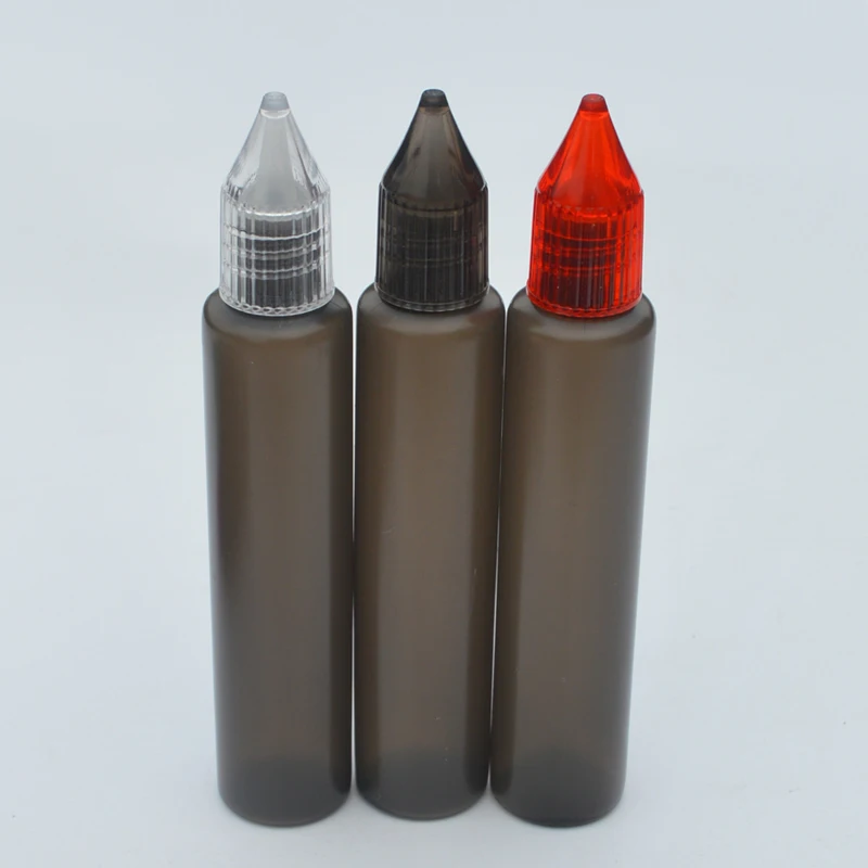 

10pcs Pen Style Black Plastic Dropper Bottle 30ml Bottle with Colorful Cap and Long Neddle Empty E Liquid Bottles