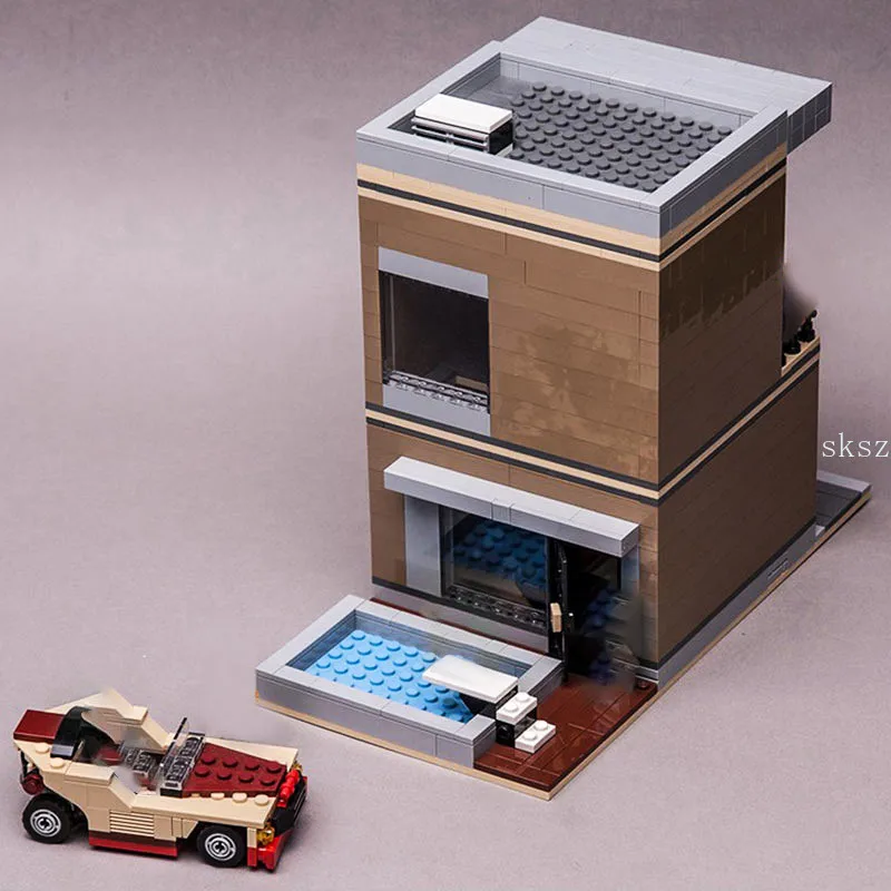 

MOC Architecture Fit Restaurant Store Bricks House Set Model City Street View Series DIY Building Blocks Kids Toys for Girl Gift