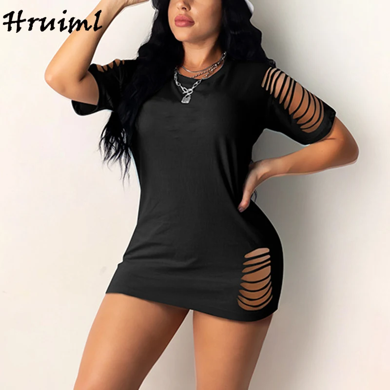 

Женское платье с коротким рукавом, с дырками