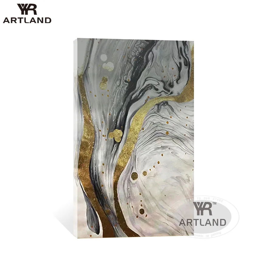 Большие размеры позолоченная серая жидкость живопись холст для рукоделия