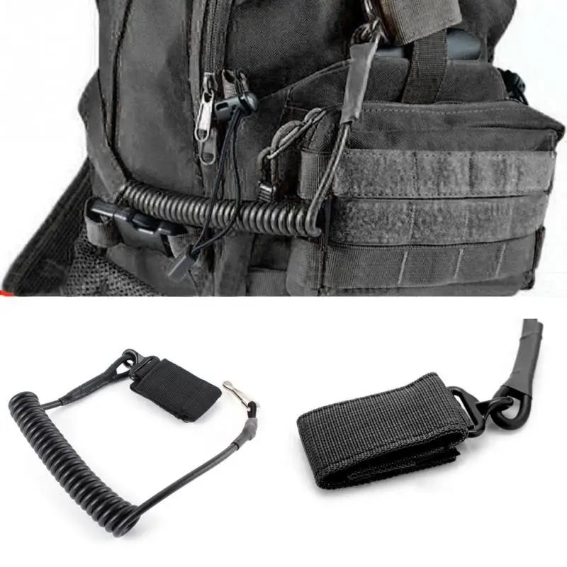 

2021 Molle Airsoft coil sling military elastic spring rope belt backpack lanyard strap bag hand shooting hunt pistol tool