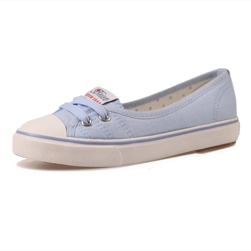 

Casual Female Soft Sneakers Flats Women Breathable All-match Vulcanized Shoes Lace Up Casual Solid Shallow Low-top Canvas Shoes