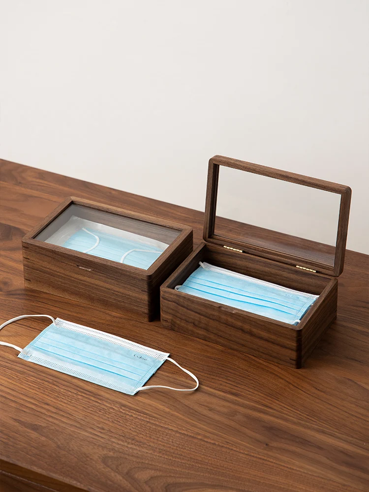 

Ящик для хранения маски из массива дерева, домашний ящик для хранения, рабочий стол, воздушная подушка, коробка для Макияжа Теней для век.