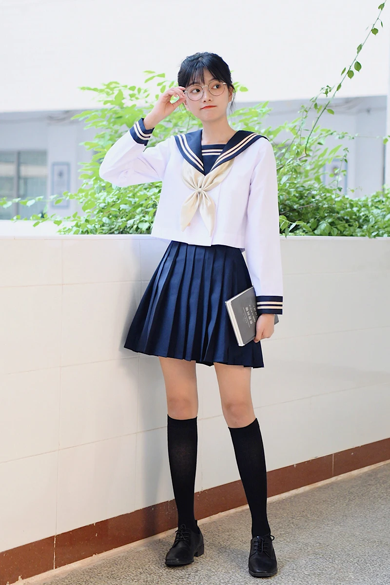 Новая стильная японская школьная форма аниме косплей матросский костюм Топы +