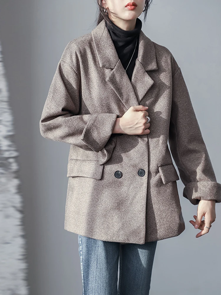 Новинка весны 2020 костюм с воротником цвета хаки элегантный шерстяной утепленный