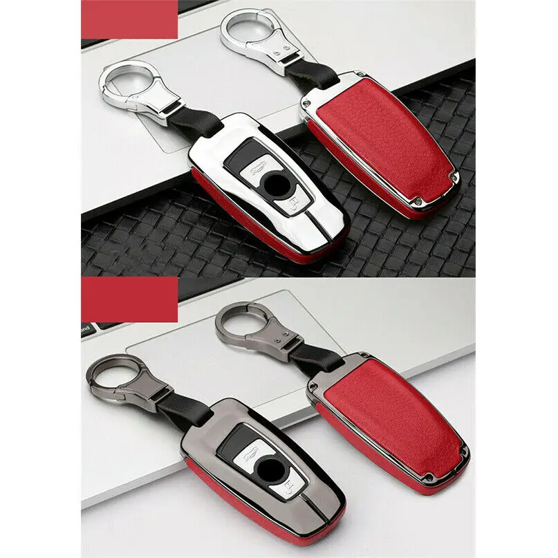

Zinc Alloy+Leather Car Key Case Protect Cover Key Holder For BMW 1 2 3 5 6 7 Series Alpina M3 M5 M6